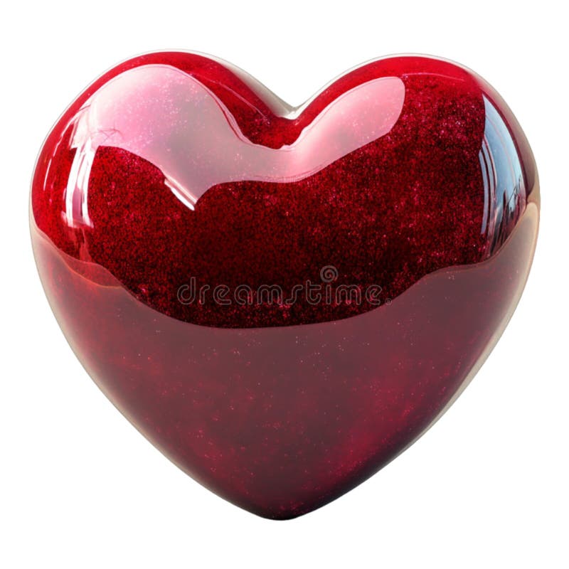 A 3D rendering of a heartshaped object with a smaller heart inside isolated on a transparent background showcasing a symbolic stock illustration