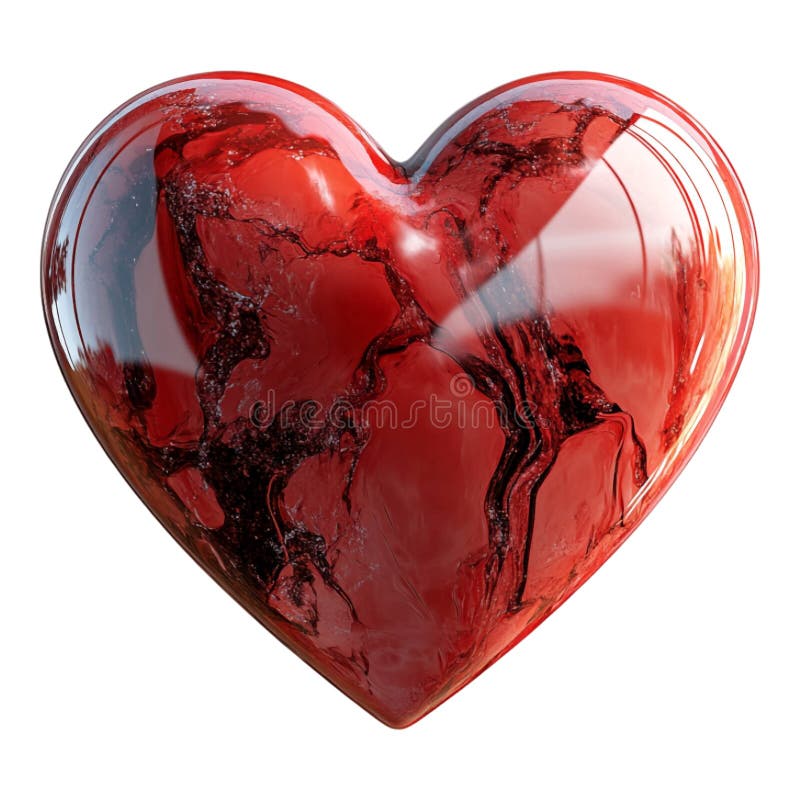 A 3D rendering of a heartshaped object with a smaller heart inside isolated on a transparent background showcasing a symbolic stock illustration