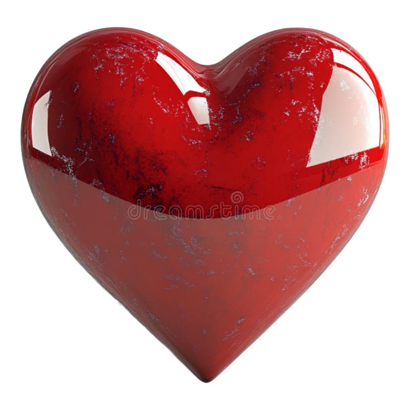 A 3D rendering of a heartshaped object with a smaller heart inside isolated on a transparent background showcasing a symbolic stock illustration