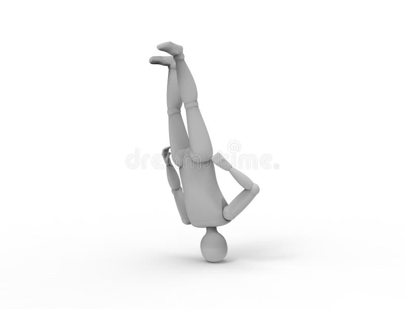 3d Rendering of a Human Dummy Upside Down Isolated in White Studio ...