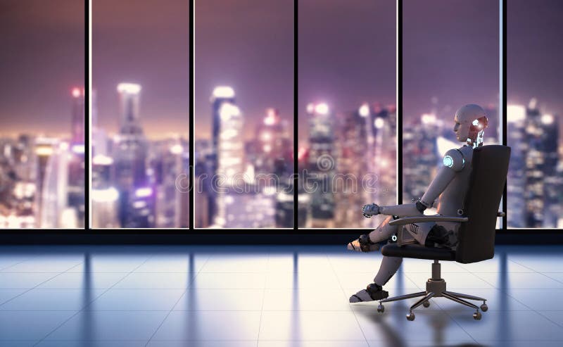 Robot sit on office chair royalty free stock image Robot sit on office chair royalty free stock image