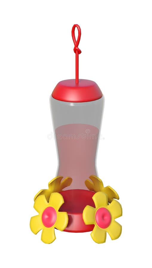 3D Rendering Hummingbird Feeder on White