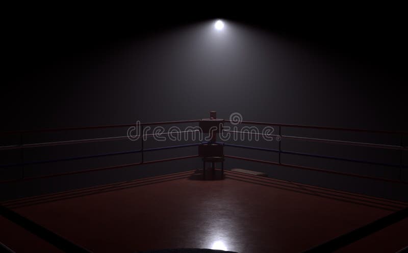 3d rendering illustration of a boxing ring in a dark environment royalty free illustration
