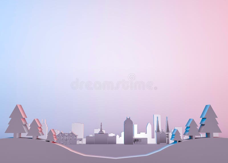 3d Rendering Illustration of Fresno City Skyline with a Pink Background