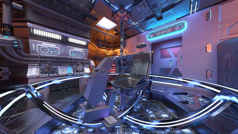 3D rendering of Inside the spaceship vector illustration