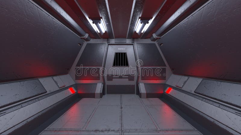 3D rendering of Inside the spaceship stock illustration
