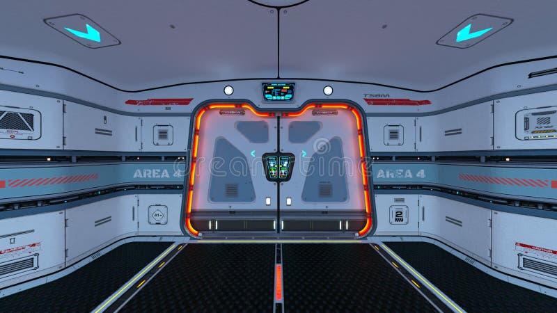 3D rendering of Inside the spaceship vector illustration