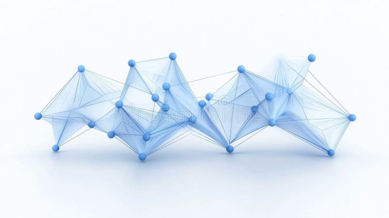 A 3D rendering of interconnected blue spheres forming a complex geometric structure. vector illustration