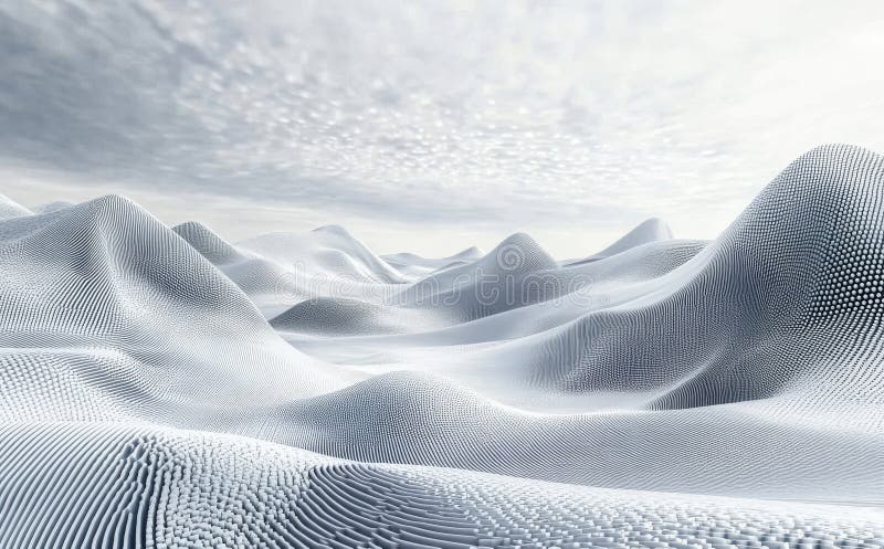 A 3D rendering of an intricate abstract shape against a dynamic futuristic backdrop royalty free illustration
