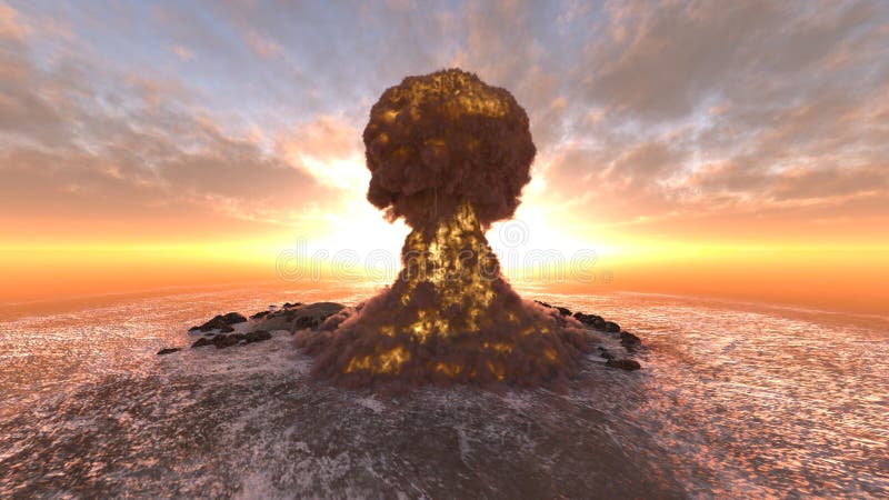 3D rendering of the isolated island under attack vector illustration