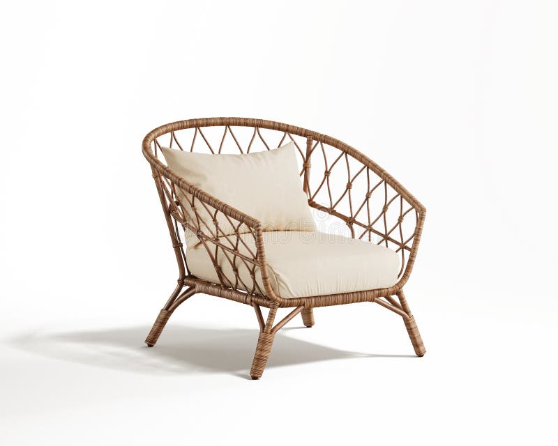 3d Rendering of an Isolated Modern Rattan Lounge Chair Stock