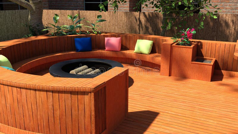 3D Rendering Jacuzzi Outdoor Scene stock illustration
