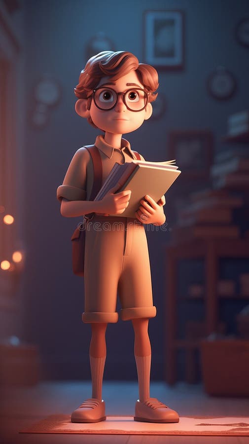 3d Rendering Junge Charakter mit Brille generative ai vektor abbildung