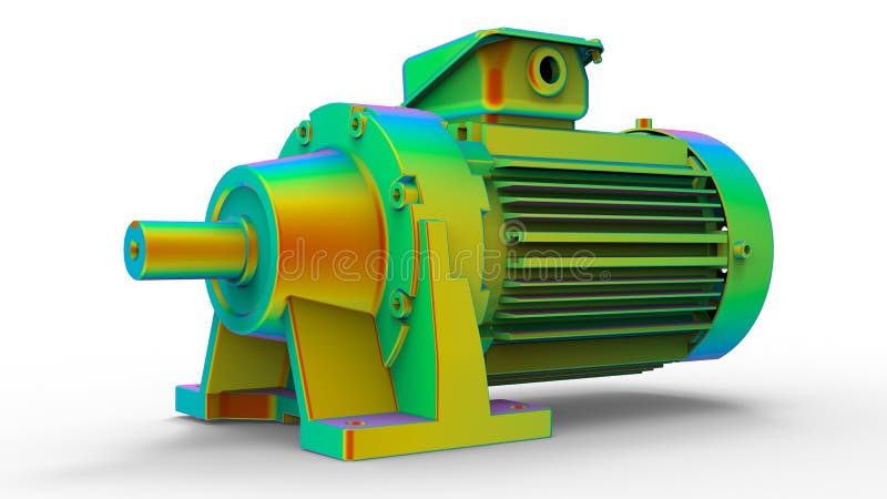 3D-Rendering-Konzept für die Endanalyse elektrischer Motoren lizenzfreie abbildung