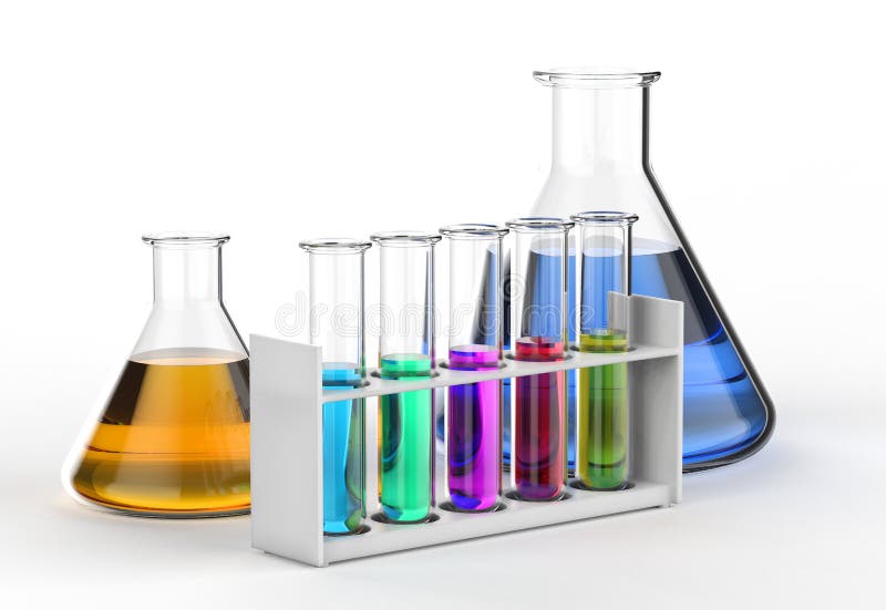 Laboratory glassware with colorful liquid vector illustration