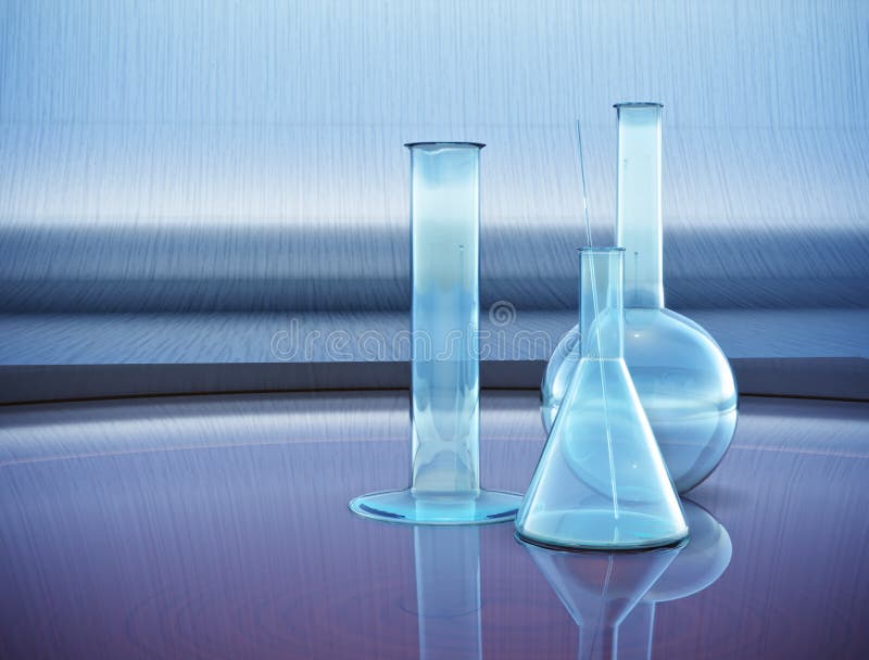 3D rendering. Laboratory glassware royalty free illustration
