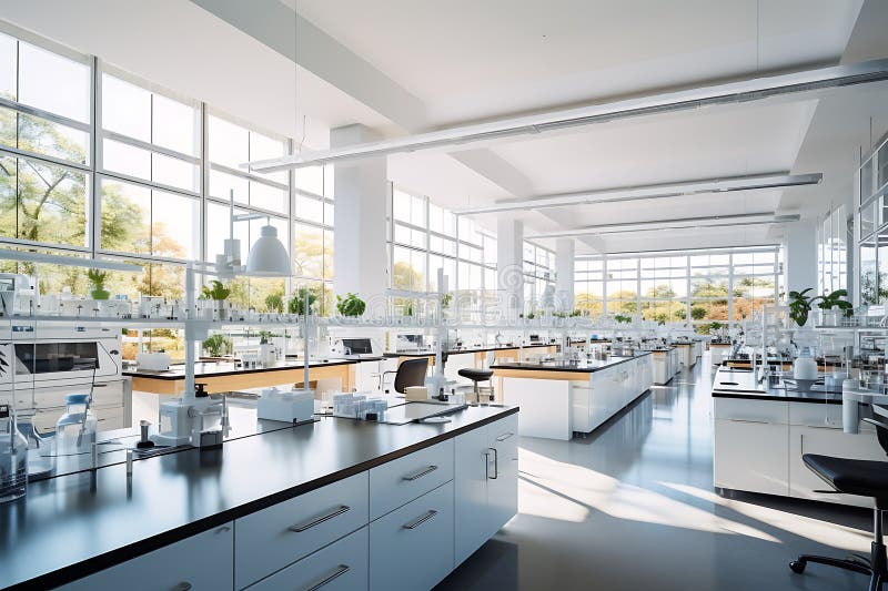 3d rendering laboratory glassware and test tubes in modern white lab vector illustration
