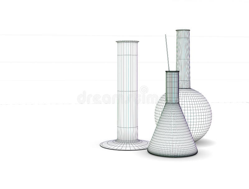 3D rendering. Laboratory glassware stock illustration