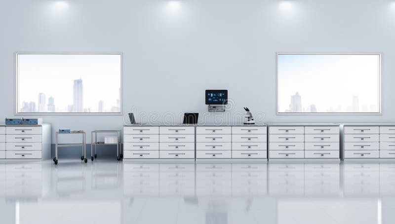 Laboratory interior with accessories stock illustration