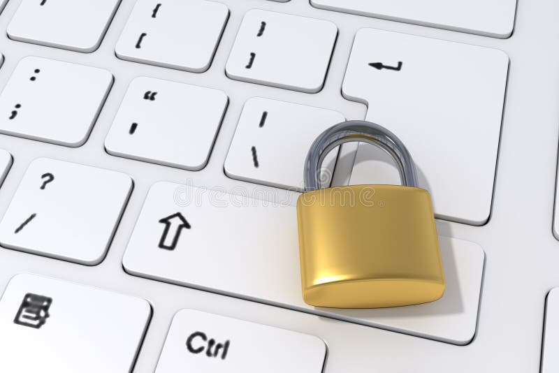 3D Rendering of Keylock on a Computer Keyboard Stock Illustration