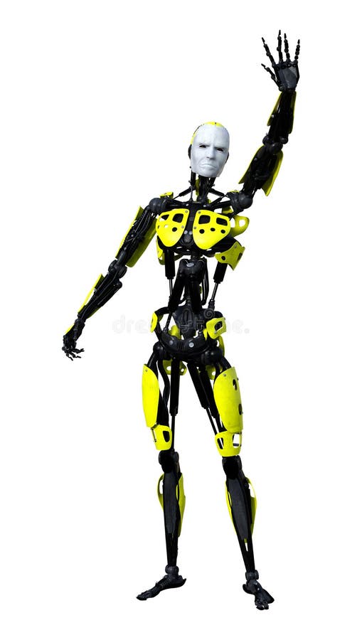 3D Rendering Male Robot on White stock illustration