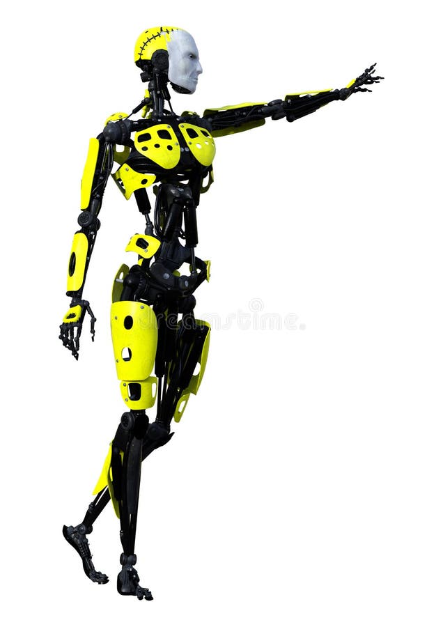 3D Rendering Male Robot on White vector illustration