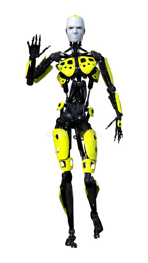 3D Rendering Male Robot on White royalty free illustration