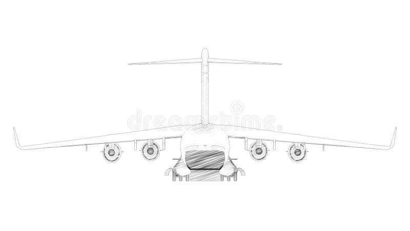 3d Rendering Of A Millatary Cargo Plane Isolated In White Background Stock Illustration Illustration Of Aerospace Aviation