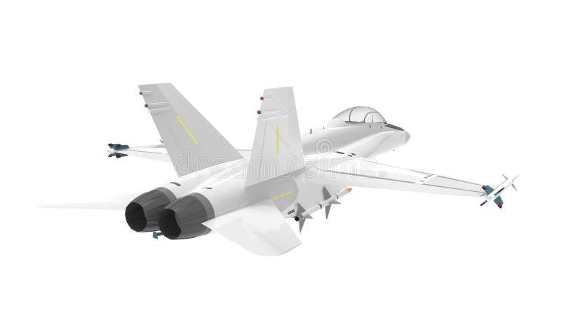3d rendering of a millitary aircraft jet isolated on white background vector illustration