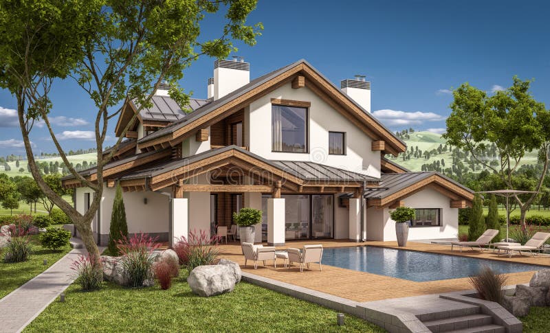 3d rendering of modern house at night vector illustration 3d rendering of modern house at night vector illustration