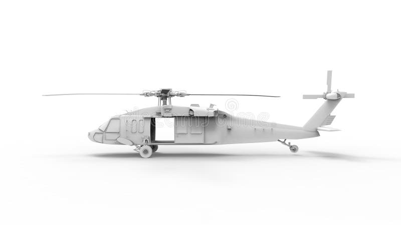 3d rendering of a modern millitary helicopter isolated in white background royalty free illustration