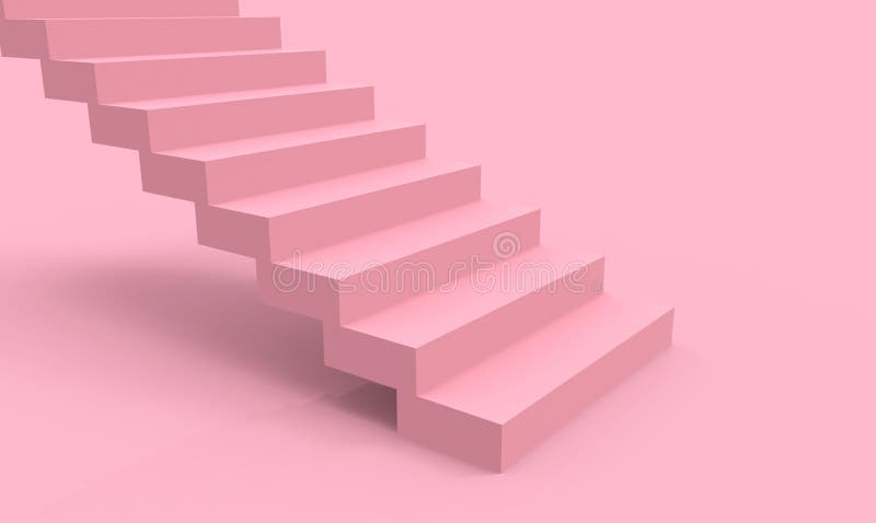 3d rendering. modern minimal empty soft pink color stair up background. royalty free illustration