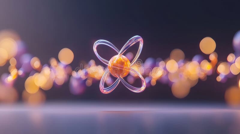 A 3D rendering of a molecular structure with a central sphere and orbiting spheres. royalty free illustration