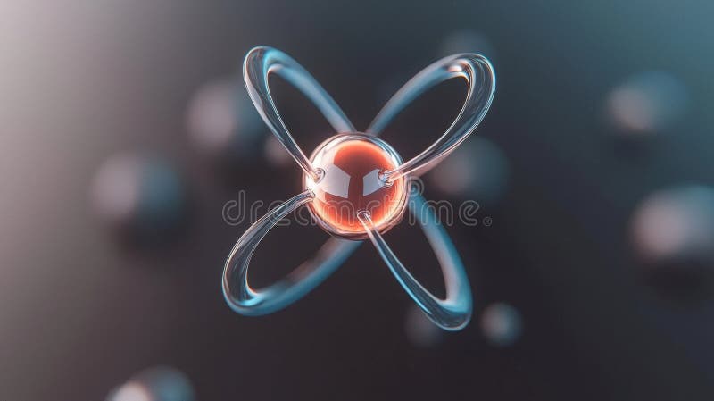 A 3D rendering of a molecular structure with a red sphere at its center. royalty free illustration