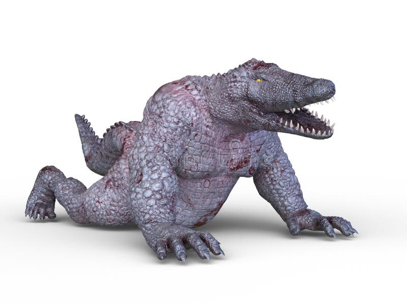 3D rendering of a monster alligator stock illustration