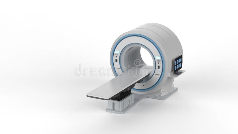 Mri scan machine with computer monitor vector illustration