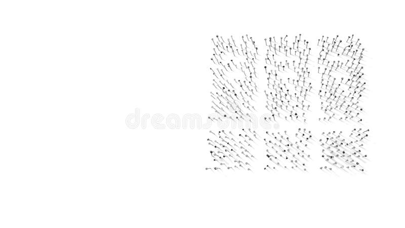 3d rendering of nails in shape of symbol of archive with shadows isolated on white background royalty free illustration