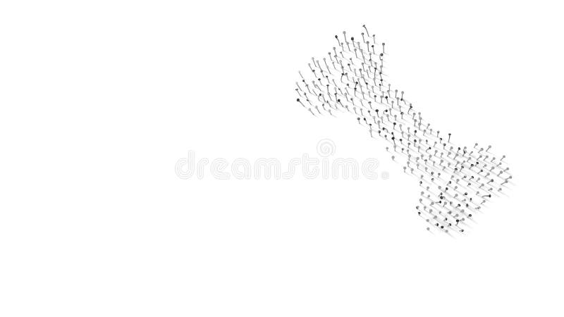 3d rendering of nails in shape of symbol of bone with shadows isolated on white background vector illustration