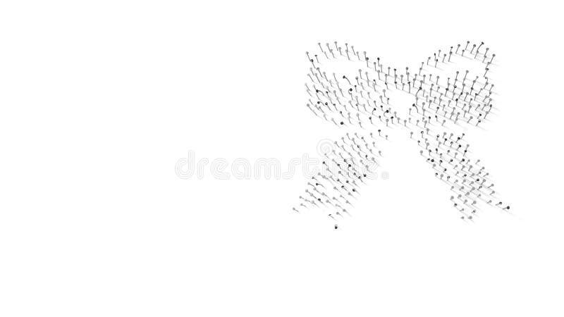 3d rendering of nails in shape of symbol of Christmas bow with shadows isolated on white background stock illustration