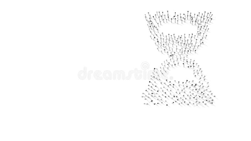3d rendering of nails in shape of symbol of hourglass half with shadows isolated on white background vector illustration