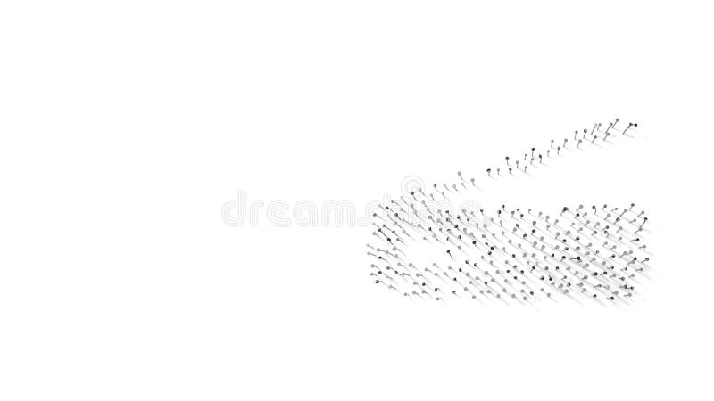 3d rendering of nails in shape of symbol of scanner with shadows isolated on white background vector illustration