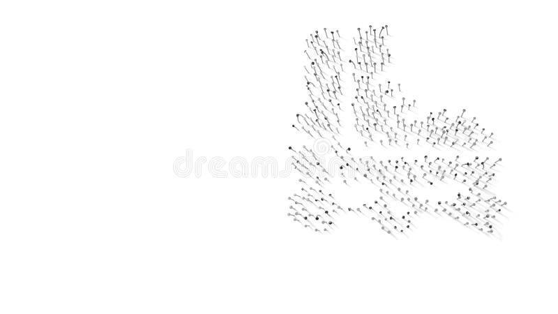 3d rendering of nails in shape of symbol of roller skate shoe with shadows isolated on white background stock illustration
