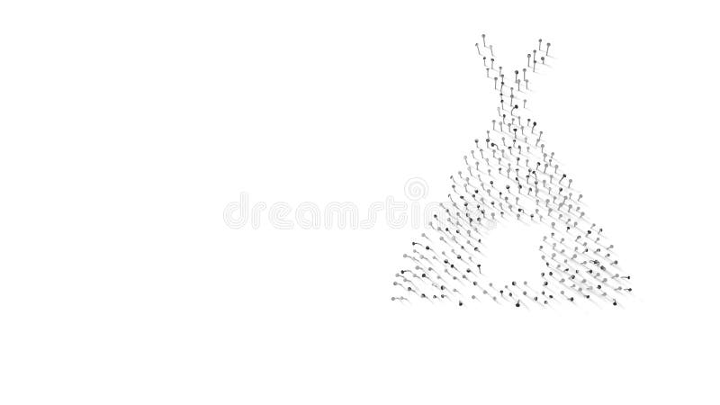 3d rendering of nails in shape of symbol of tent with shadows isolated on white background stock illustration