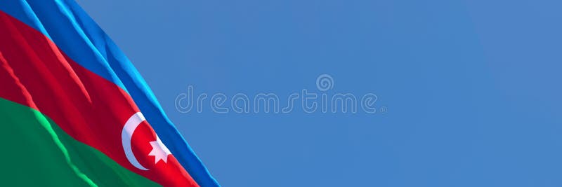 3D rendering of the national flag of Azerbaijan waving in the wind royalty free illustration