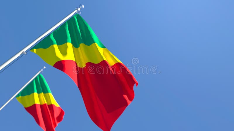 3D rendering of the national flag of Congo waving in the wind royalty free illustration