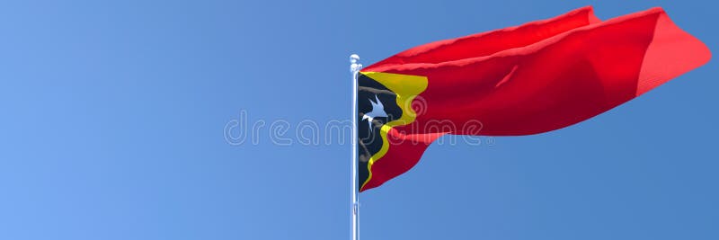 3D rendering of the national flag of East Timor in the wind royalty free illustration