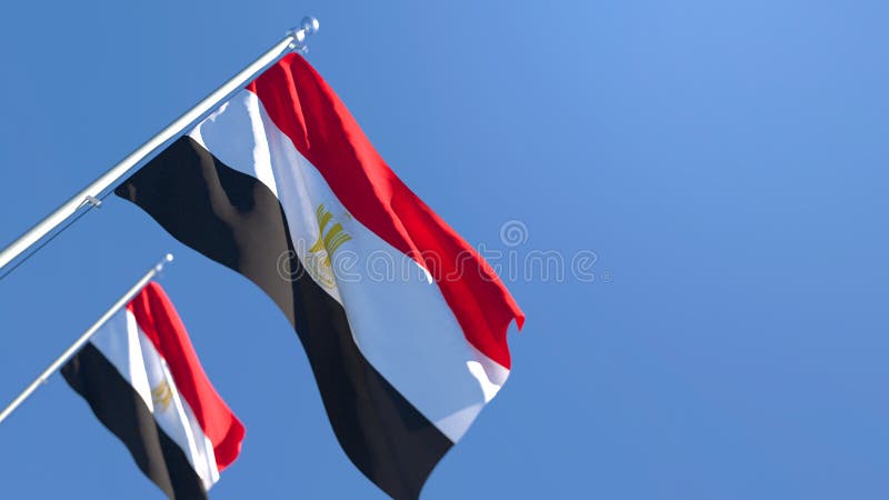 3D rendering of the national flag of Egypt waving in the wind royalty free illustration