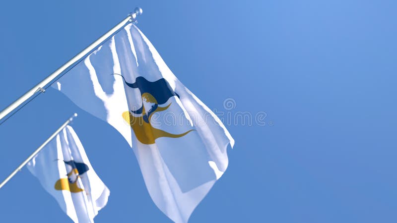 3D rendering of the national flag of Eurasian Economic Union waving in the wind royalty free illustration