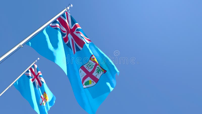 3D rendering of the national flag of Fiji waving in the wind vector illustration