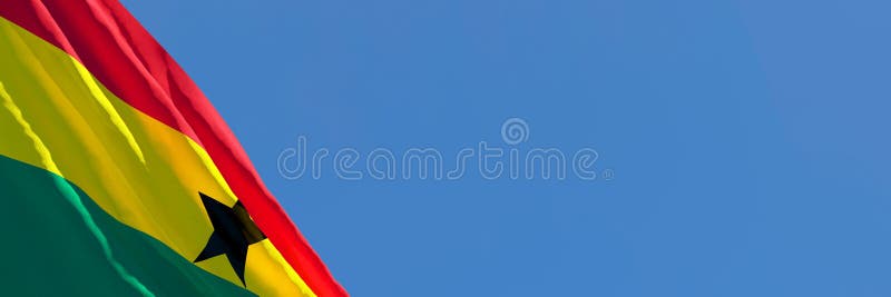 3D rendering of the national flag of Ghana waving in the wind royalty free illustration